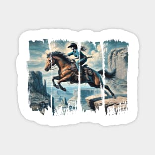 Western Rider Cowgirl Brushstroke Art Magnet