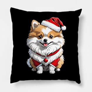 Cute pomeranian dog in santa costume Pillow