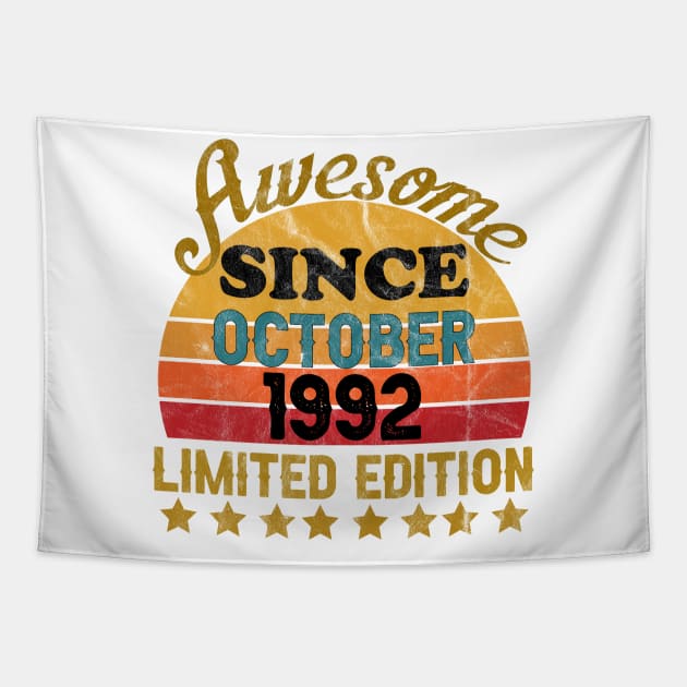 Awesome Since October 1992 29 Year Old 29th Birthday gift T-Shirt Tapestry by yalp.play