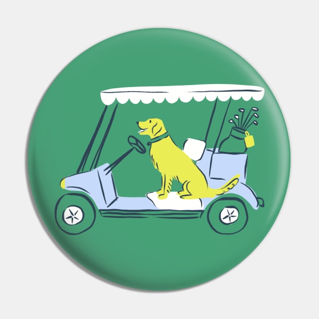 Golf Cart Dog Pin by Krissy Mast Art