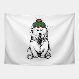 Cute Fuzzy Bear with an Adorable Hat Tapestry