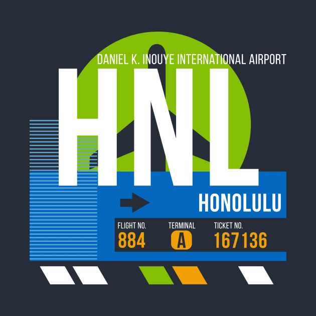 Honolulu (HNL) Airport // Retro Sunset Baggage Tag by Now Boarding