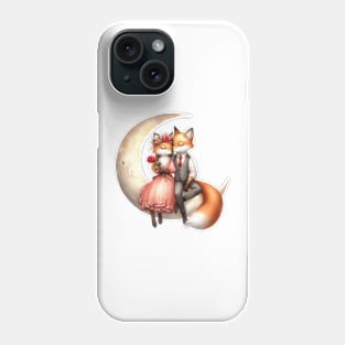 Valentine Fox Couple on Moon Phone Case