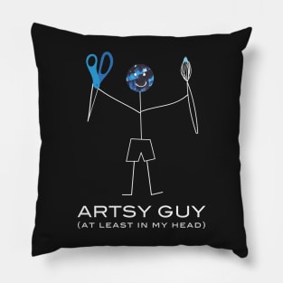 Funny Mens Artsy Guy At Least In My Head Illustration Pillow