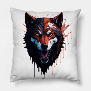 Fierce Wolf Illustration Pillow