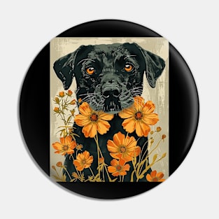 Labrador Retriever dog Flowers Photo Art Design For Dog Onwer Pin