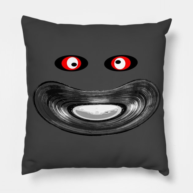 happy vinyl Pillow by rickylabellevie