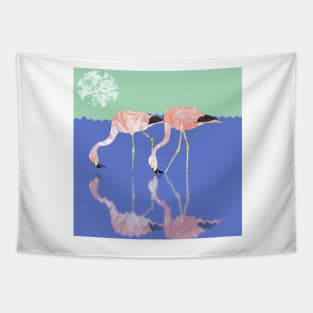 Marbled Paper Wading Flamingos Tapestry