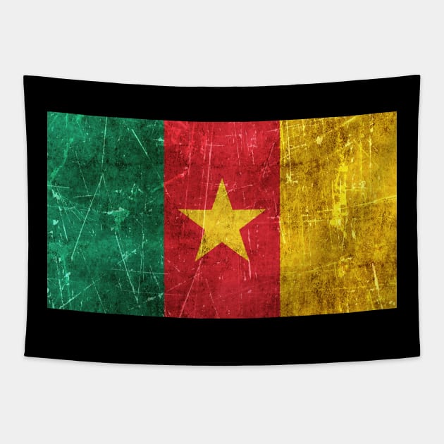 Vintage Aged and Scratched Cameroon Flag Tapestry by jeffbartels