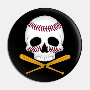 Baseball Skull and Crossed Baseball Bats Pin