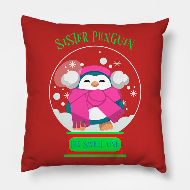 Matching Christmas Family, Sister Penguin Pillow by Feminist Foodie