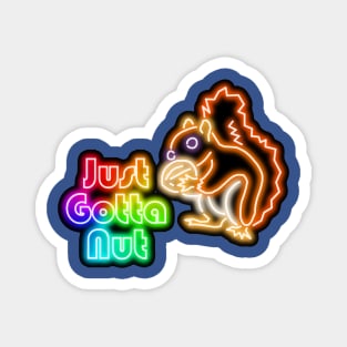 Rainbow Neon Squirrel Just Gotta Nut Bar Sign Top Left Magnet