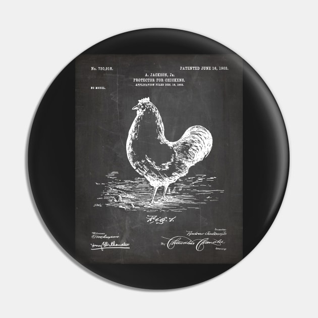 Chicken Hens Patent - Chef Cook Chicken Coop Art - Black Chalkboard Pin by patentpress