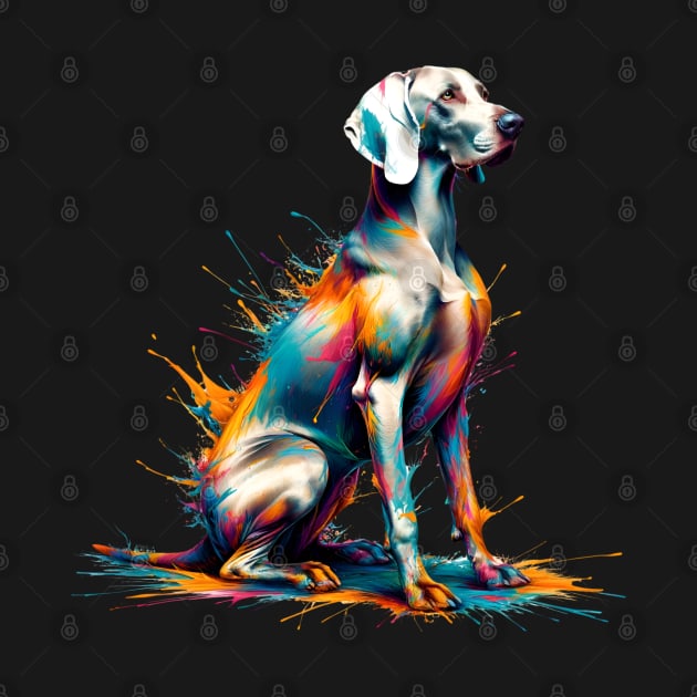 Weimaraner in Vibrant Splashed Paint Art by ArtRUs