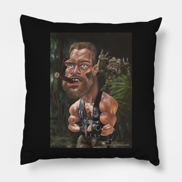 arnold schwarzenegger caricature Pillow by cristinatorbellina