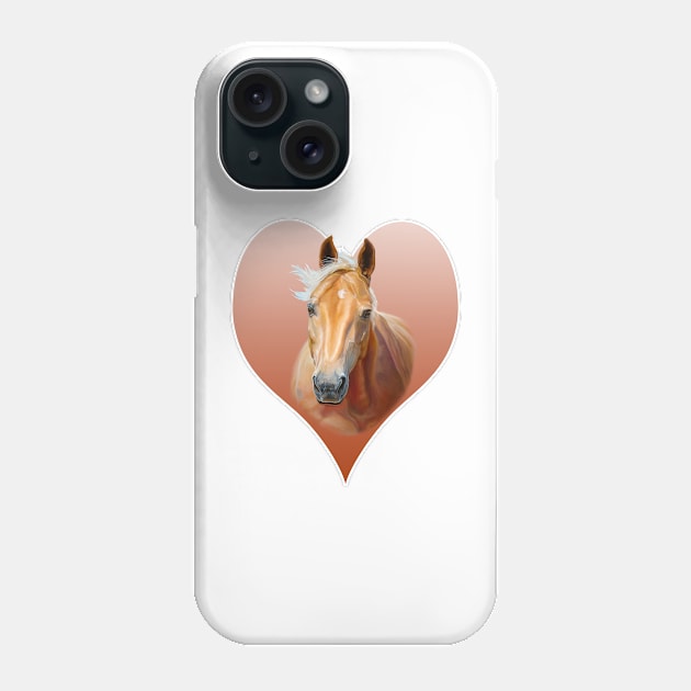 Palomino Horse on Terracotta Colored Heart Phone Case by Eden Song