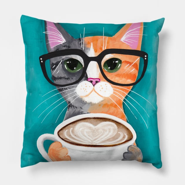 A Latte of Love Pillow by KilkennyCat Art