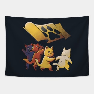 Raising the flag on Iwo Jima cats world domination for cats by Tobe Fonseca Tapestry