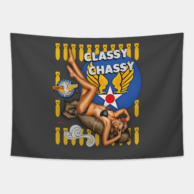 Nose Art Pinup - Classy Chassy Tapestry by Vintage Pinups