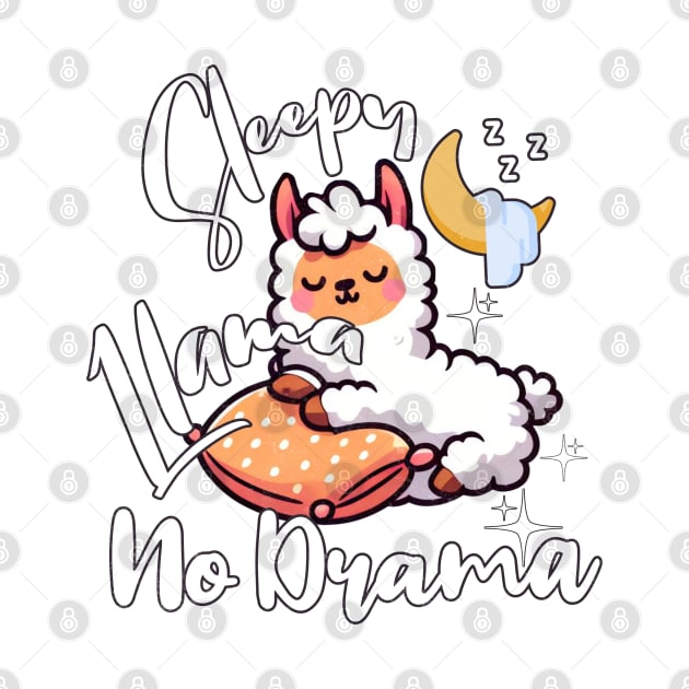 Llama Drama - Sleepy Cute Llama No Drama by alcoshirts