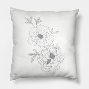 Grey Peony Pattern Pillow