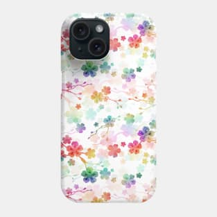 Rainbow Bright Pastel Watercolor Flowers and Vines Phone Case