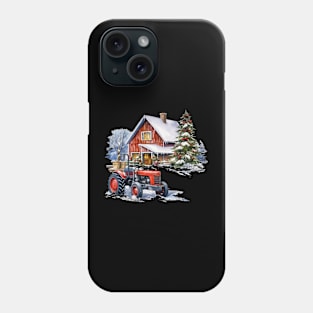 Farm House with Tractor in Christmas Phone Case