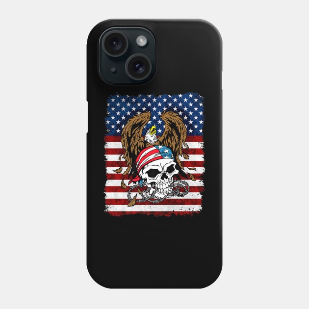 Patriotic Skull US Flag Phone Case by Feliz ZombiePunk