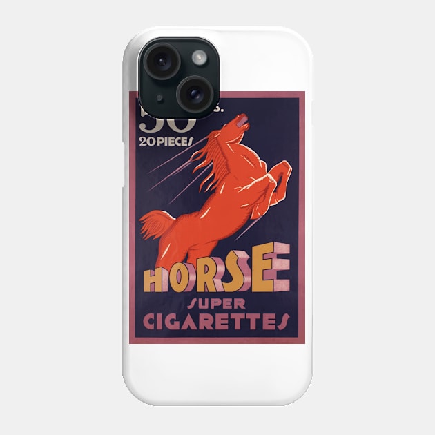 Horse Super Cigarettes - Vintage Art Deco Advertising Poster Design Phone Case by Naves