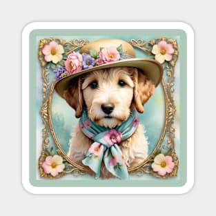 Labradoodle Framed with Flowers Magnet