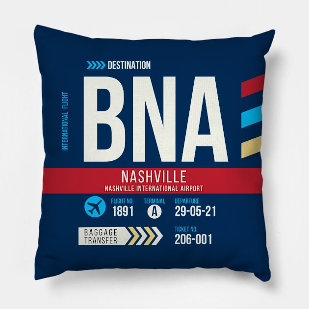 Nashville (BNA) Airport Code Baggage Tag C Pillow by SLAG_Creative