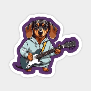 Dachshund Playing Guitar Magnet