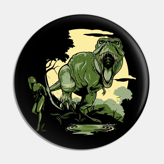 Tyrannosaurus Rex Chasing Pin by WorldDinosaurs