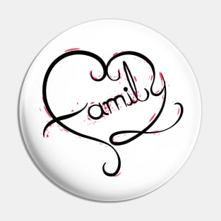 Family Heart - Calligraphic Art Pin