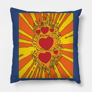 Flames Burning Heart On Fire Pillow