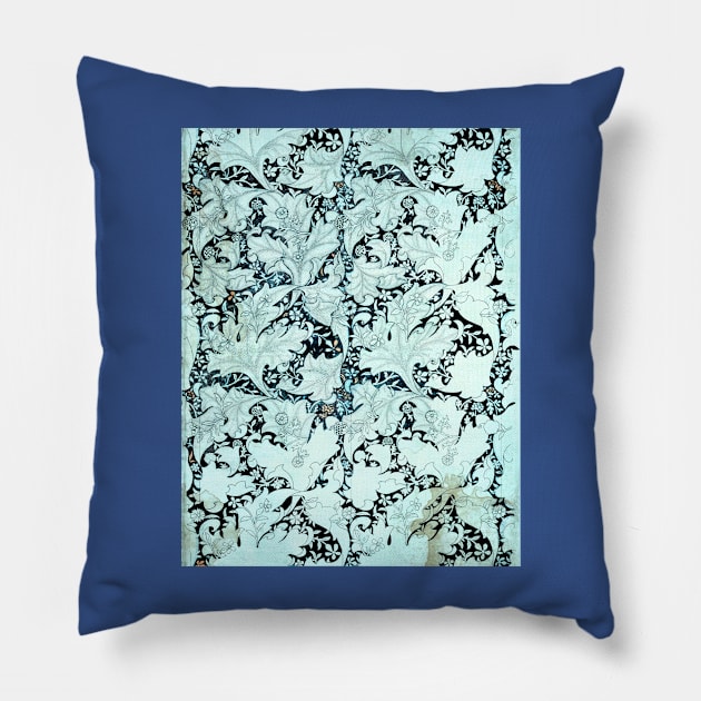 Intricate Blue Floral Pillow by Minxylynx4