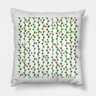 Watercolor Floral Vines Pattern - Dark Green & Red Pillow