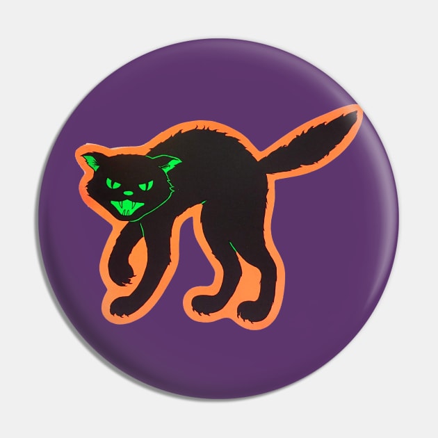 Black Cat 70s - Halloween Decorations - Pin | TeePublic