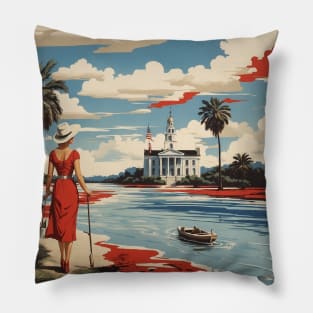 Louisiana United States of America Tourism Vintage Poster Pillow