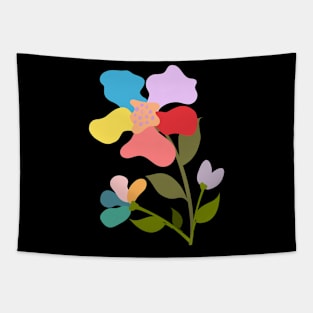 Modern shape, colorful flowers Tapestry