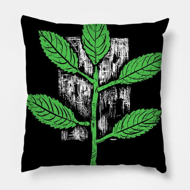 leaves on a branch - woodcut Pillow by Nikokosmos