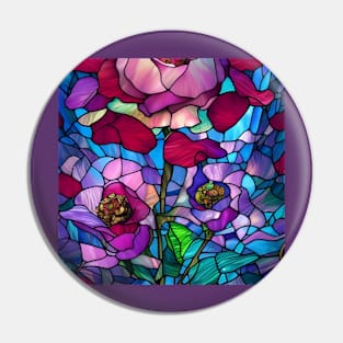 Beautiful Colorful Stained Glass Roses Pin