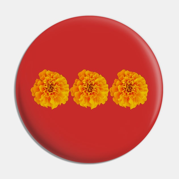 Three Orange Marigolds Floral Photo Pin by ellenhenryart