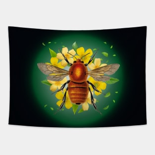 Bee on flowers Tapestry