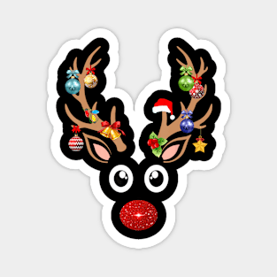 Christmas Rudolph Red Nose Reindeer Face Matching Xmas Magnet