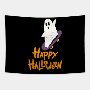 Ghost Skateboard Lazy Halloween Costume Funny Skateboarding Tapestry