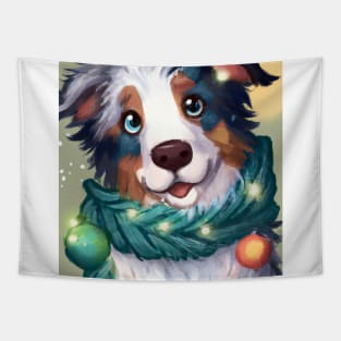 Cute Australian Shepherd Drawing Tapestry