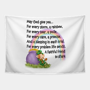 Leprechaun Rainbow Irish Prayer Tapestry