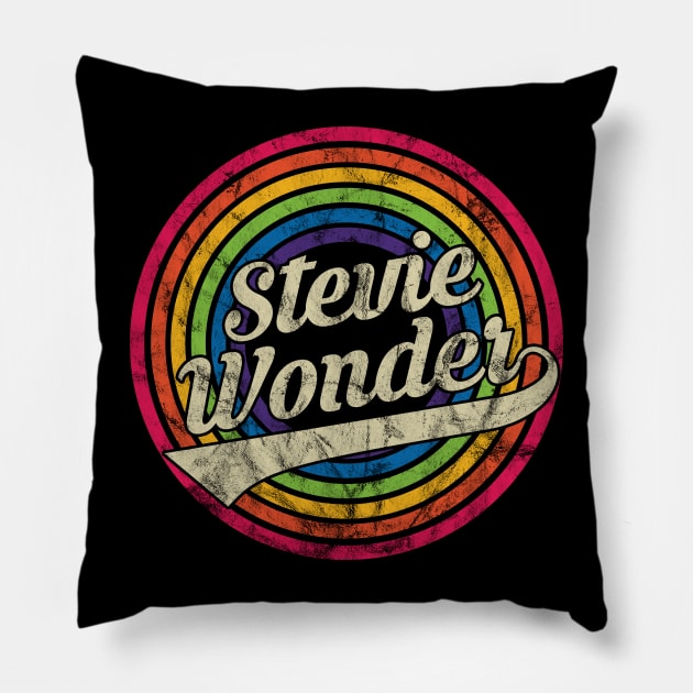 Stevie Wonder - Retro Rainbow Faded-Style Pillow by MaydenArt