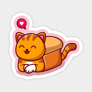 Cute Cat Bread Cartoon Magnet